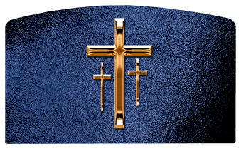 DACRO 517 CP SH BL Copper 3 Crosses Shimmer Blue Background